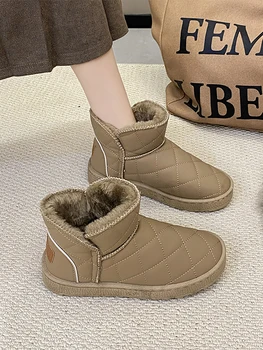 Женские резиновые сапоги, австралийские ботинки-Женская обувь с круглым носком на плоском каблуке, зимняя обувь, Низкая обувь для дождя и снега, 2023, женские мягкие Изображение 2