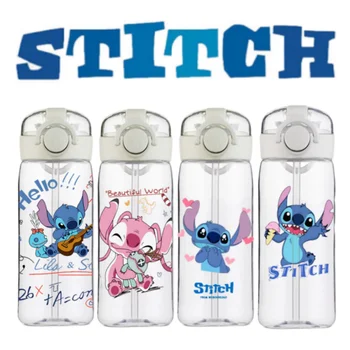 400 мл Disney Stitch Спортивная Бутылка Для Воды с Соломинкой Аниме Портативные Бутылки Для Воды Фитнес Велосипед Чашка Летняя Детская Уличная Холодная Вода