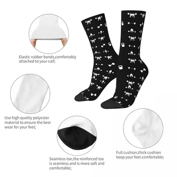 Носки с рисунком пауэрлифтера, высококачественные чулки Harajuku, всесезонные носки, аксессуары для подарка мужчине и женщине на день рождения Изображение 2