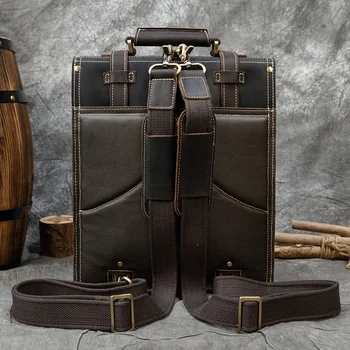 Crazy horse кожаный мужской рюкзак, сумка через плечо, дорожная сумка, кожаная студенческая школьная сумка, мужская со съемным ремешком, противоугонная Изображение 2