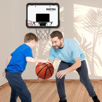 Баскетбольное кольцо над дверью, обруч из сплава с автоматическим отскоком, для игры в баскетбол в помещении, Игрушечное баскетбольное снаряжение для камина Изображение 2
