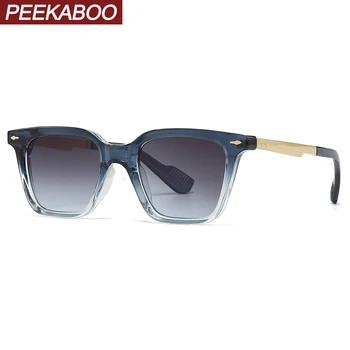 Peekaboo полуметаллическая квадратная оправа солнцезащитных очков для женщин uv400 ретро солнцезащитные очки для мужчин с двойным мостом зеленый коричневый унисекс 2024