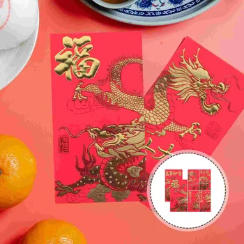 Китайский Год Дракона Красные Конверты Новогодний Подарок Красный Карманный Конверт Весенний Фестиваль Счастливых Денег Карманные Денежные Мешки Изображение 2