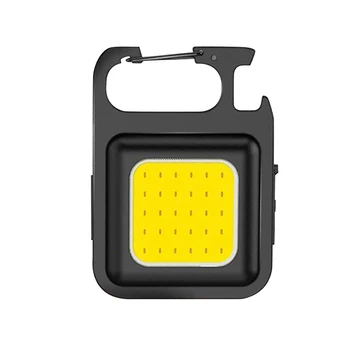 Прочный портативный фонарик USB Work Light 6 * 4,2 см из алюминиевого сплава, черные брелки, светодиодный фонарик, пластиковый карманный портативный фонарик