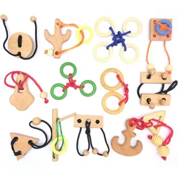 IQ Деревянные металлические головоломки Mind Magic Rope String Puzzles для взрослых и детей