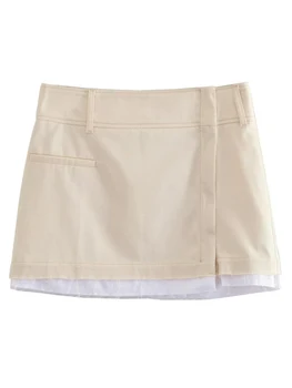 PUWD Женские модные мини-юбки с застежкой-молнией 2023, летние винтажные юбки с высокой талией, женские шикарные низы Изображение 2