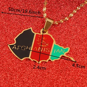 Нержавеющая Сталь Модная Эмаль Карта Афганистана Флаг Подвесные Ожерелья Афганская Цепочка Ювелирных Изделий Изображение 2