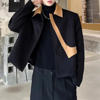 Куртки мужские толстые лоскутные Корейские модные уличные пальто Универсальная верхняя одежда Уличная одежда с панелями Уличная одежда Красивые Ins
