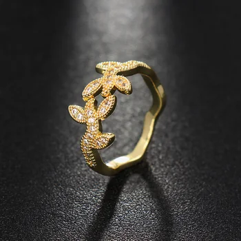 Emmaya Очаровательное дизайнерское кольцо неправильной формы в виде листьев для женщин, изысканное регулируемое украшение из циркония в стиле панк, благородный подарок