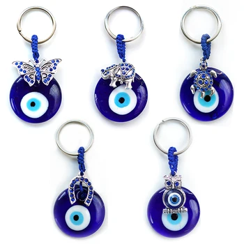 Брелок Blue Devil's Eye Металлический Горный хрусталь Подвеска-бабочка Брелок для ключей для женщин Мужчин Автомобильный брелок для ключей Аксессуары для сумок Подарок