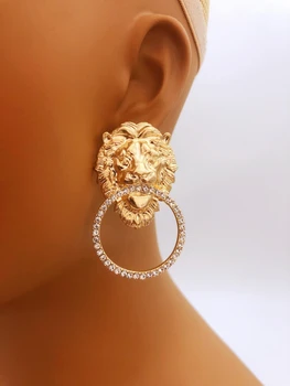 Стильные круглые серьги-кольца в виде львиной головы, идеально подходящие для повседневной одежды женщин Ювелирные изделия для женщин