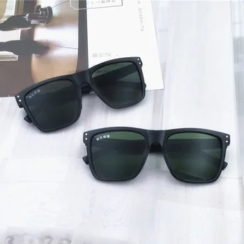 Солнцезащитные очки Мужские солнцезащитные очки с большими квадратными модными плоскими линзами стеклянные зеркальные очки в квадратной оправе