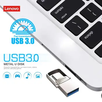 Lenovo 2TB USB 3.0 Высокоскоростная Металлическая USB-Флешка USB-Накопители Водонепроницаемый Флеш-накопитель 1TB 512GB Memoria USB Flash Disk Type-C Адаптер Изображение 2