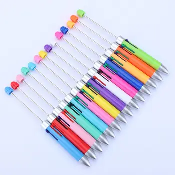 Четырехцветная шариковая ручка из бисера своими руками, милые ручки с бисером, мультяшная 4-цветная выдвижная ручка-роллер для студентов, школьный подарок