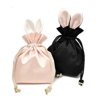 Женская сумка из органзы на шнурке, косметический подарок, Шелковое хранилище ювелирных изделий, Милые пушистые студентки, модный розово-черный мешочек большой емкости