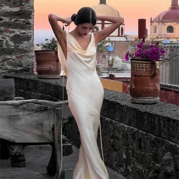 Сексуальное Макси-платье с открытой спиной, Женская Летняя мода, Платье с капюшоном и глубоким вырезом на спине 2022, Элегантные Длинные вечерние платья для вечеринок, vestidos