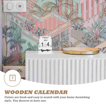 Настольный деревянный календарь Украшение для настольного календаря Деревянные поделки для дома Изображение 2