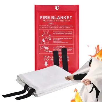 Противопожарное одеяло 1 М * 1 М Противопожарное укрытие из стекловолокна, Огнестойкое Защитное покрытие для аварийного выживания, Противопожарное одеяло Изображение 2