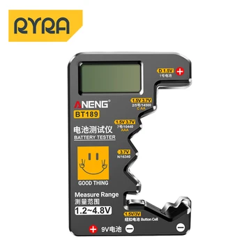 Цифровой тестер заряда батареи ЖК-дисплей AA / AAA / 9V / 1.5 V Датчик проверки емкости батареи с кнопочным элементом, тестер емкости конденсатора