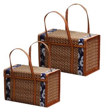 Плетеные изделия из бамбука переносной ящик для хранения в кемпинге Корзина ручной работы Специальная корзина для пикника на открытом воздухе плетеная корзина