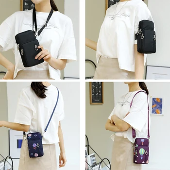 Мини-холщовые сумки через плечо для женщин, мужчин, маленькие сумки, сумка-мессенджер, Корейская сумка для девочек и мальчиков, студенческая сумка для телефона на молнии, кошельки Изображение 2