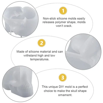 3D Форма для черепа Кристалл Эпоксидный декор Ремесла Литье 3D Форма украшения Силикон Изображение 2