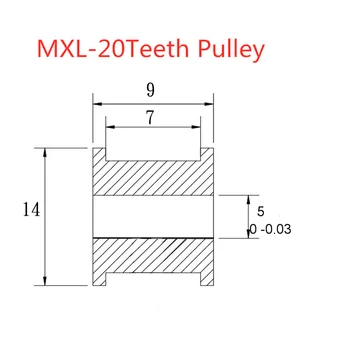 Латунный Шкив ГРМ MXL с 20 зубьями Диаметром 5 мм для ремня шириной 6 мм MXL-20 зубьев Медный Шкив MXL с 20 зубьями Изображение 2