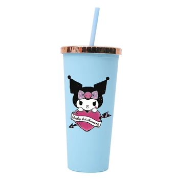 Kawaii Kuromi My Melody Cinnamoroll, Hello Kitty, Sanrios, Пластиковый стаканчик объемом 710 мл, Кружка для питья кофе для девочек из аниме Большой емкости Изображение 2