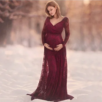 Кружевные платья для беременных для фотосессии, платье, реквизит для фотосессии, свадебное платье с V-образным вырезом, одежда для беременных женщин, одежда для беременных