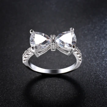 Роскошное классическое обручальное кольцо с кубическим цирконием, кольца с бантиком для женщин, размер 6-10