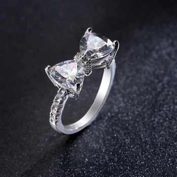 Роскошное классическое обручальное кольцо с кубическим цирконием, кольца с бантиком для женщин, размер 6-10 Изображение 2