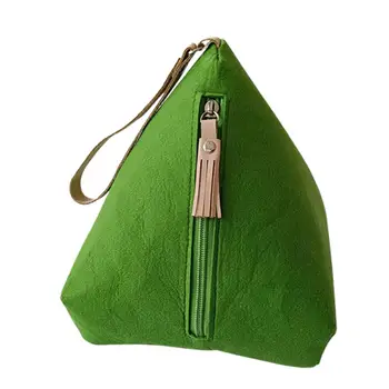 Симпатичный треугольный кошелек для монет, Мягкая фетровая сумка, органайзер для подарочной коробки Фестиваля Zongzi, Фестиваль лодок-драконов, маленький кошелек, сумка для ключей. Изображение 2