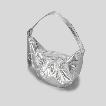 2023 Новая плиссированная сумка для подмышек Сумки на шнурке через плечо с клецками для женщин сумки из холщового облака Дизайнерская сумка Мягкая легкая сумка-тоут Изображение 2