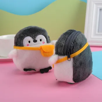 Мини-кошелек с милым плюшевым пингвином, мягкий плюшевый кошелек с мультяшным пингвином, женская сумка для хранения, подарки для девочек и детей на день Святого Валентина