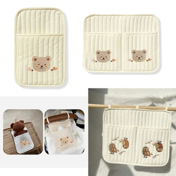 Портативная детская прикроватная подвесная сумка для хранения, одинарный/ двойной карман для детских кроваток и игрушечных медведей-прямая поставка Изображение 2