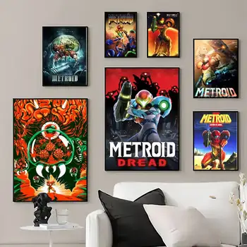 Игра M-METROID Принты плакатов, настенные панно, украшения для дома в гостиной, Маленькие