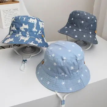 Для мальчиков, мультяшная кепка-ведро с цветочным принтом, шляпа от солнца, детская кепка для бассейна, детская шляпа рыбака