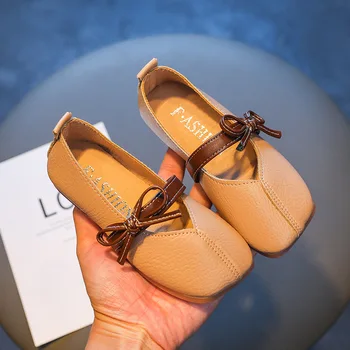 Детская обувь на плоской подошве, кожаная обувь для маленьких девочек, повседневная обувь для девочек с бантиком, детская обувь для маленьких девочек, летняя обувь Mary Janes Изображение 2