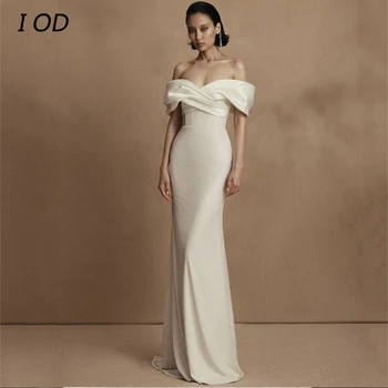 У меня элегантное блестящее свадебное платье с открытыми плечами, без рукавов, с открытой спиной, свадебное платье-русалка длиной до пола, Vestidos De Novia