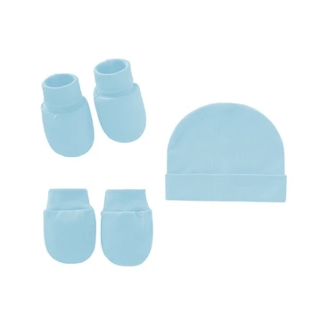 3 шт./компл. Однотонный детский Защитный чехол для ног из мягкого хлопка, перчатки, Комплект шляп D7WF