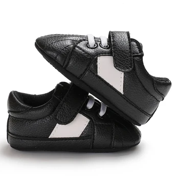 Универсальная модная легкая обувь для мальчиков и девочек от 0 до 1 года Four Seasons Black на тканевой подошве