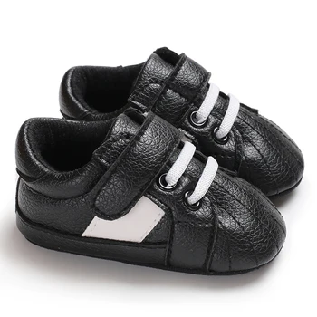 Универсальная модная легкая обувь для мальчиков и девочек от 0 до 1 года Four Seasons Black на тканевой подошве Изображение 2