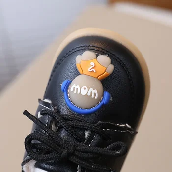 Зимние ботинки для мальчиков и девочек, детская обувь на мягкой подошве для малышей 0-1-2 лет, хлопковая обувь, плюшевая и утолщенная зимой Изображение 2