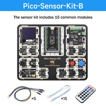 Модули датчиков Waveshare 15 В 1 Комплект Сенсорных Модулей DIY Kit Для Материнских Плат серии Raspberry Pi Pico