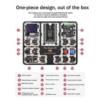 Модули датчиков Waveshare 15 В 1 Комплект Сенсорных Модулей DIY Kit Для Материнских Плат серии Raspberry Pi Pico Изображение 2