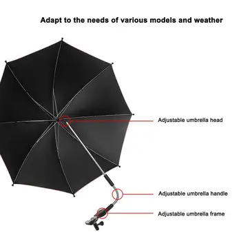 Универсальный зонт для детской коляски, регулируемый УФ-зонт для детских колясок, аксессуары для детских колясок Изображение 2