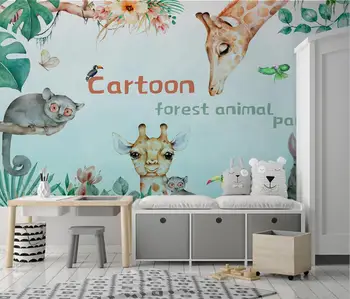 Пользовательские скандинавские мультяшные животные лесные фрески обои 3D украшения стен детской комнаты наклейки на стены гостиной для детских комнат