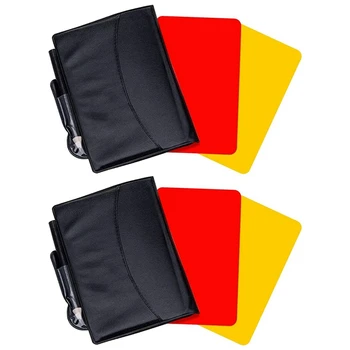 4 комплекта карточек футбольного судьи, красные и желтые карточки предупреждающего судьи, листы для подсчета очков в бумажнике, аксессуары для футбола в виде карандашей