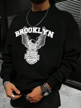 Креативная мужская одежда в стиле ретро Бруклин, креативная модная толстовка с капюшоном, осенняя свободная уличная одежда, Удобные повседневные пуловеры