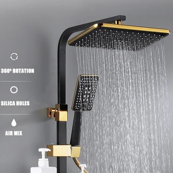 Горячая холодная душ ванная комната светодиодные системы цифровой набор настенный умный Термостатический смеситель для ванны квадратная голова гидромассажной насадкой Грифо